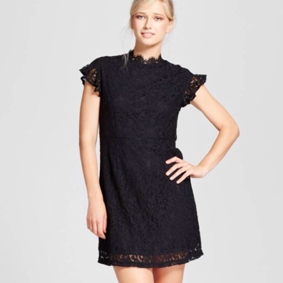 Who What Wear Dresses & Skirts - Who What Wear Black Lace Flutter Sleeve Dress